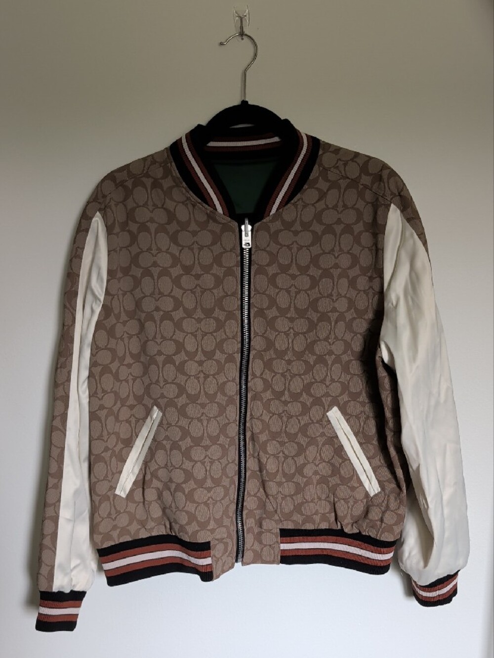 Coach Green Satin Bomber Jacket - Picture 5 of 6